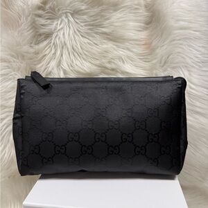 Authentic Gucci Black Monogram Logo Clutch